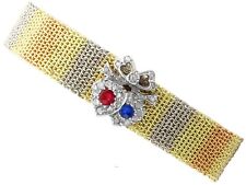 Antique 0.23ct Ruby & 0.21ct Sapphire 0.82ct Diamond 15Carat Gold Bracelet 