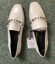 Zara White Patent Loafers with