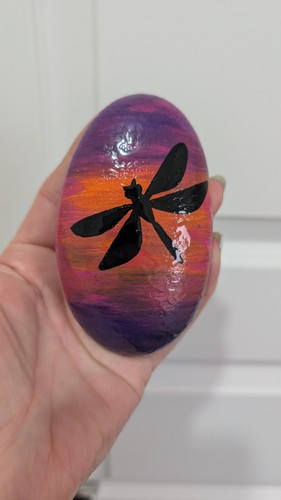 Hand painted pebble - hand,