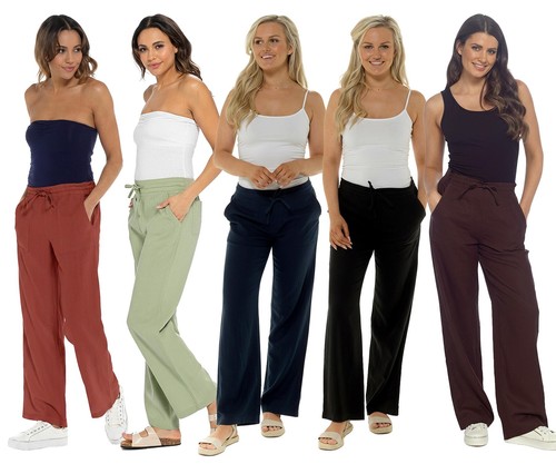 Ladies linen trousers loose - ladies,