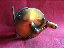 A SCARCE EARLY VINTAGE 2 1/2" WIDE DRUM BRASS MULTIPLIER WINCH REEL