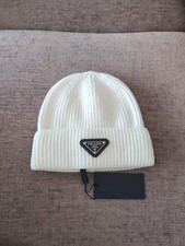 Prada Beanie White Knitted Hat