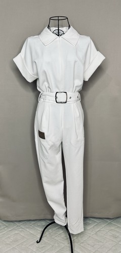 Olavoga white belted jumpsuit - belted,