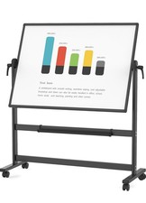 VIZ-PRO Double-Sided Magnetic Mobile Whiteboard, 120 x 90 cm