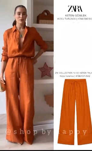 Zara orange wide - wide, leg