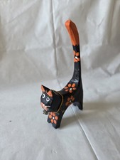 Wooden Hand Painted Cat Figure