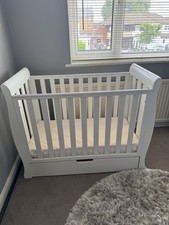 Stamford Space Saver Baby Mini Cot In White With Drawer