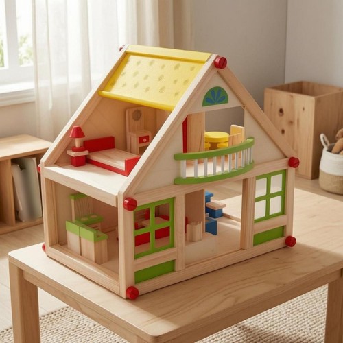 Wooden dollhouse wood - wooden,