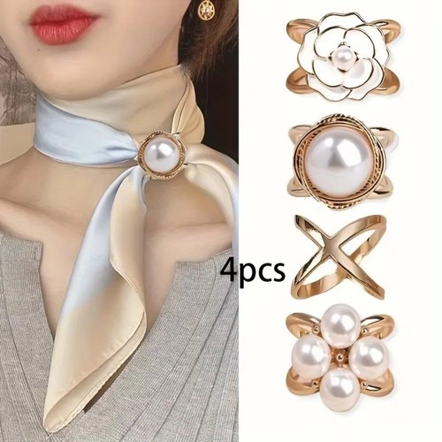 4pcs faux pearl scarf clip - 4pcs,