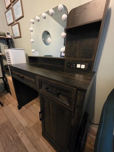 Dark wood dressing table with - dark,