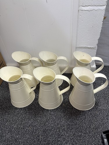 Cream metal flower jugs - metal,