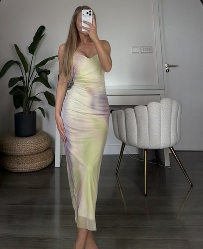 Zara strapless long printed - zara,