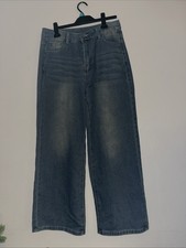 Ladies Wide Leg/ Baggy Jeans Size 12 Dark Wash Blue Denim BNNW