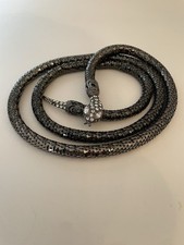 Vintage 80s Metal Mesh Snake Belt/Pendant Rhinestone Eyes Tail Costume Disco