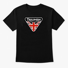 Triumph Motorcycle T-Shirt Black Union Jack Logo British Bike Unisex Adults