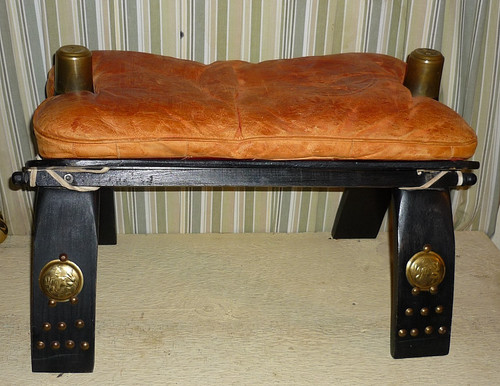Moroccan camel saddle ottoman - camel,