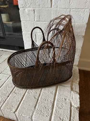 Vintage boho wicker bassinet - vintage,