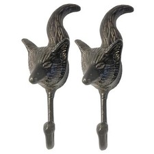 Set of Two Cast Iron Fox Head