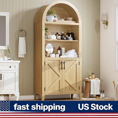 Arched bookcase with open - with,
