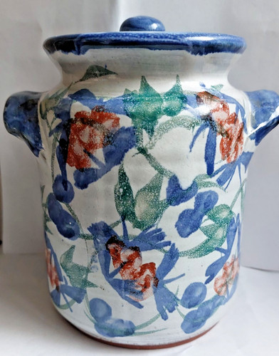 Crail pottery lidded vase - pottery,
