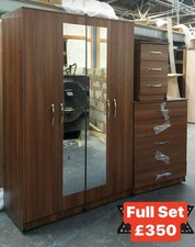 Brand New Walnut 4 Doors Wardrobe Full Set Only £350 FREE FITTING/Assembly ❤️