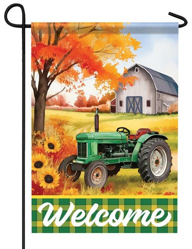 Green tractor garden - garden, flag