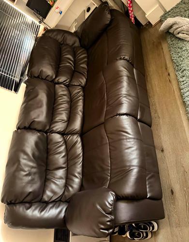 Brown solid leather seater - brown,