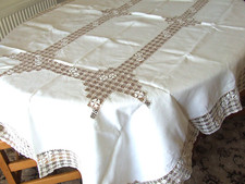 Large Vintage White Linen/Lace