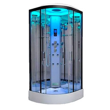 Insignia Steam Shower Cabin Enclosure 100cm NO LEAK Screwless Tray Tri Jet Steam