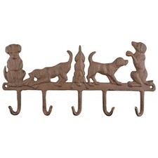 Cast Iron Dogs 5 Coat Hooks