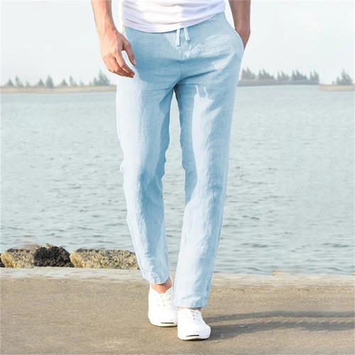 Mens cotton linen trousers - cotton,
