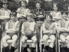 VINTAGE PHOTO SCHOOL BOY FOOTBALL TEAM KIT SHORTS SPORT