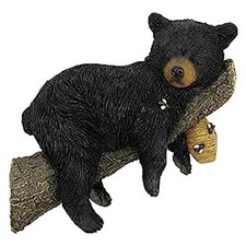 Black bear resin statue for - black,