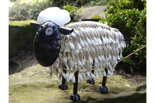 40cm black white metal - white, sheep
