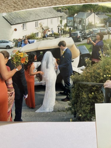 Lace wedding dress with small