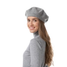Ladies Grey Wool Beret Hat