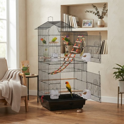 Spacious 99cm black bird cage - spacious,