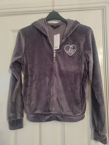 Lipsy grey velvet hoodie size - velvet,