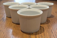 Pillivuyt French White Pleated Mini Ramakin/Souffle Pots x 6