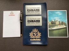 Cunard Document Holder/ QE2 Platinum Cards/ Pen/ Pad & Postcard