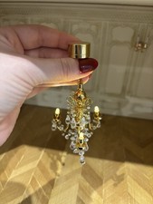 Dolls House 12th Scale Crystal Battery Chandelier Working