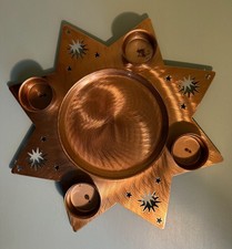 Metal (Brass?) “Sun” 32cm diameter plate for holding multiple Tealights/Candles