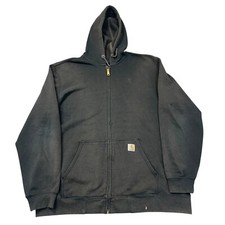 Carhartt K122 Hoodie Original Fit Full Zip Sweatshirt Black Mens XL