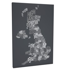 United Kingdom County Text Map Box Canvas and Poster Print (280)