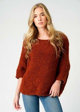 New Ladies Italian Lagenlook Fluffy Soft Boucle Knit Batwing Comfy Jumper Top