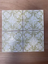 45  1970s 4-1/4” Retro Ceramic Wall Tiles Green Johnson Cristal