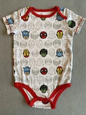 Marvel Bodysuit One Piece Size 12M Hulk Spiderman Ironman Captain America Snap
