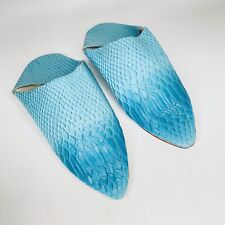 Handmade Moroccan Babouche Slippers Women's Turquoise - UK Size 5.5