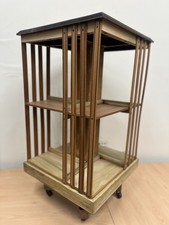 Edwardian Revolving Library Bookcase c.1910 – Walnut, Inlaid Top –