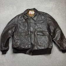 Leather Flying Jacket Adult X Large Brown Bomber Aviator Military USA Mens*